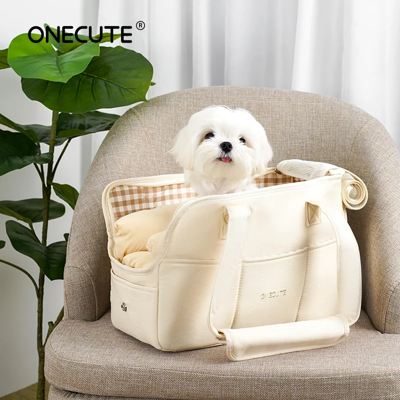 Portable Dog Carrier Bag for Small Dogs, 12KG, Cotton, Beige/Gray