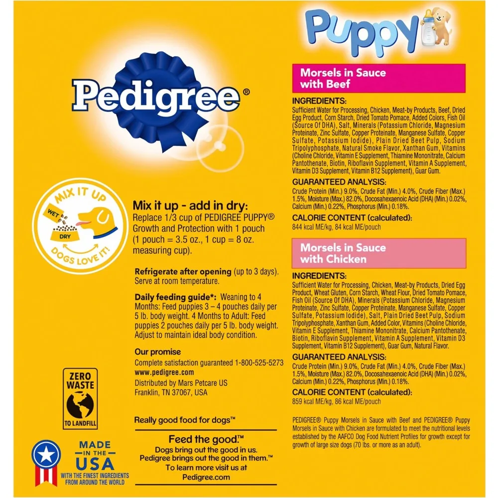 Moist Soft Puppy Wet Dog Food Variety Pack 8 Pouches Tender Beef Chicken Liver Flavor Grain-Free Small Bite Easy Digestion for Puppies