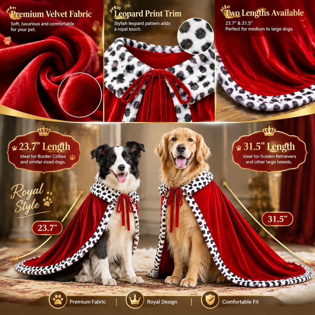 Dog Halloween Costumes for Large Dogs,Funny Dog Costume King Crown Cape(XL) - Image 6