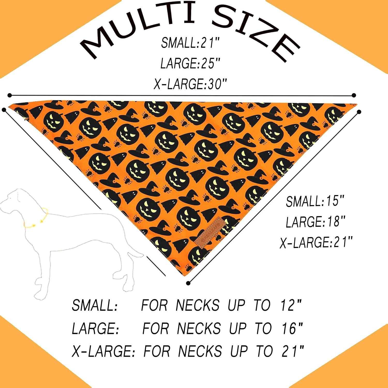 Realeaf Halloween Dog Bandanas 2 Pack, Pumpkin and Spider Web Bibs, Triangle Reversible Fall Pet Scarf, Premium Durable Fabric, Adjustable Fit (X-Large) - Image 2