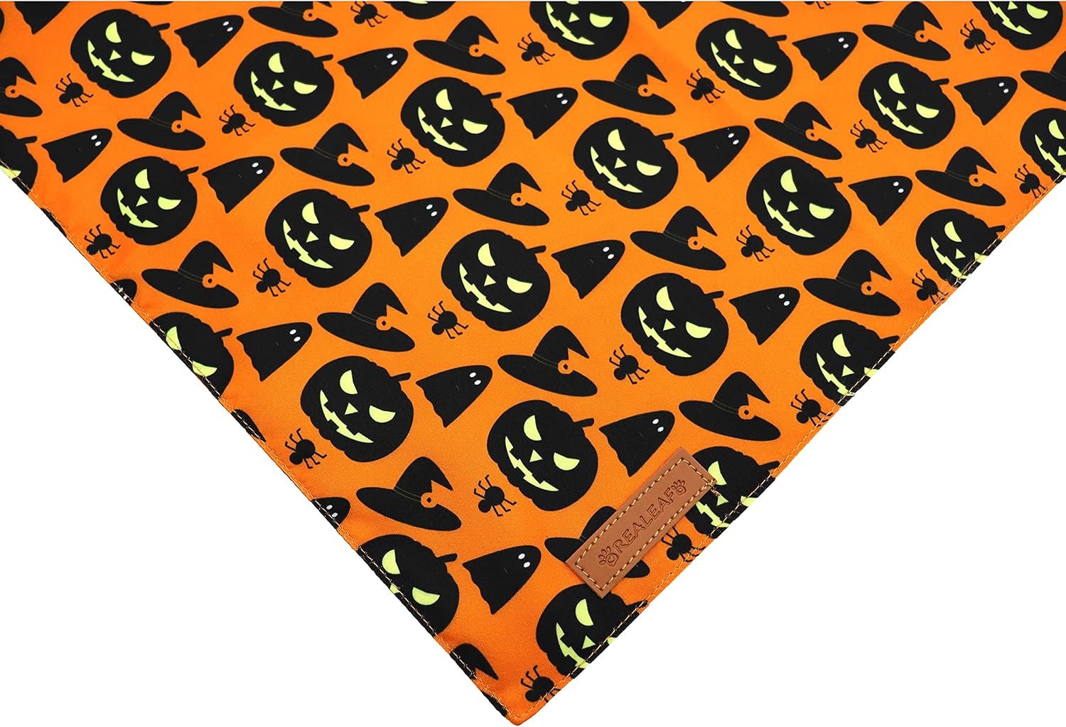 Realeaf Halloween Dog Bandanas 2 Pack, Pumpkin and Spider Web Bibs, Triangle Reversible Fall Pet Scarf, Premium Durable Fabric, Adjustable Fit (X-Large) - Image 4