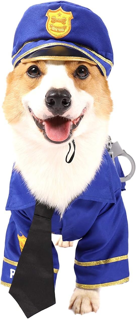 Spooktacular Creations Halloween Dog Pet Police Costume Shirt with Belt, Handcuffs, Walkie Talkie for Halloween Dress-up Party, Role Play, Carnival Cosplay, Holiday Decorations Clothes (Small) - Image 2