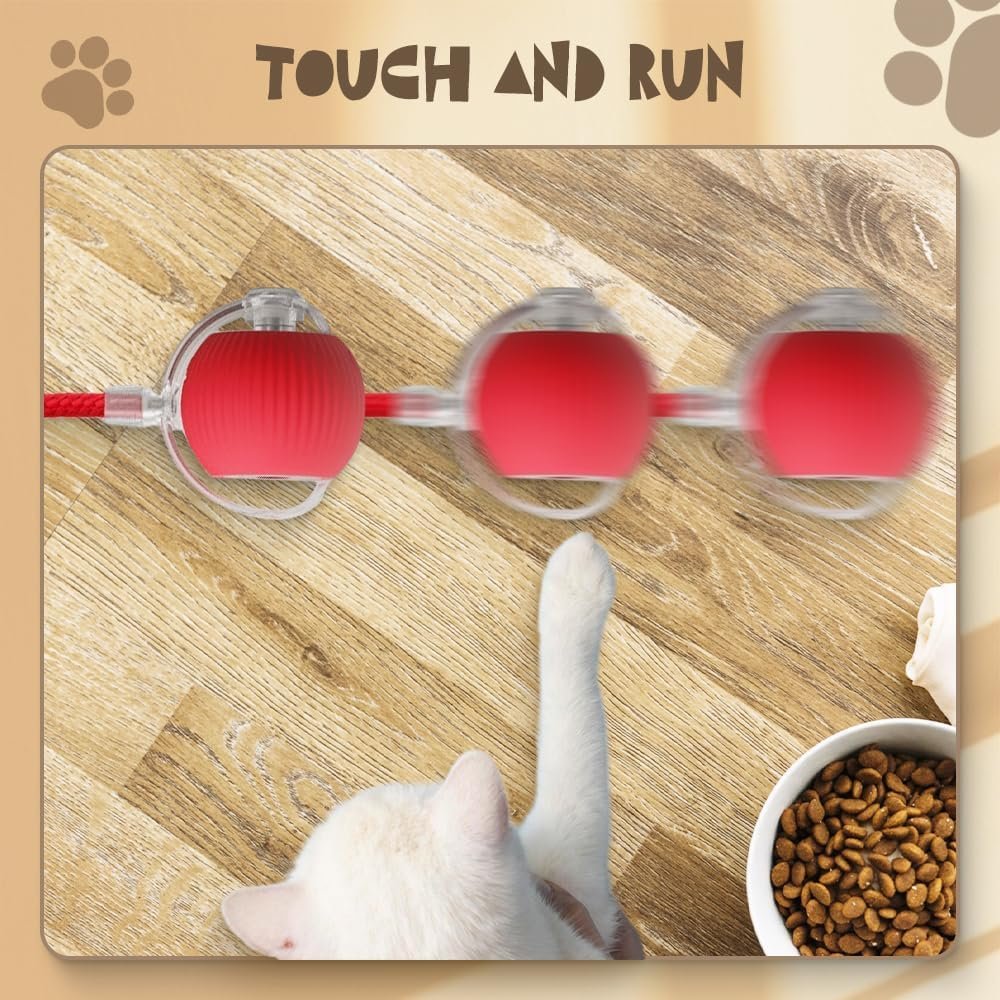 Interactive Rolling Dog Ball, 2027 New Self-Rolling Dog Toy and Interactive Cat Toy, Automatic Moving Pet Ball, 360° Intelligent Automatic Rolling Ball Toy, Electric Dog Ball/Cat Toy (Red) - Image 2