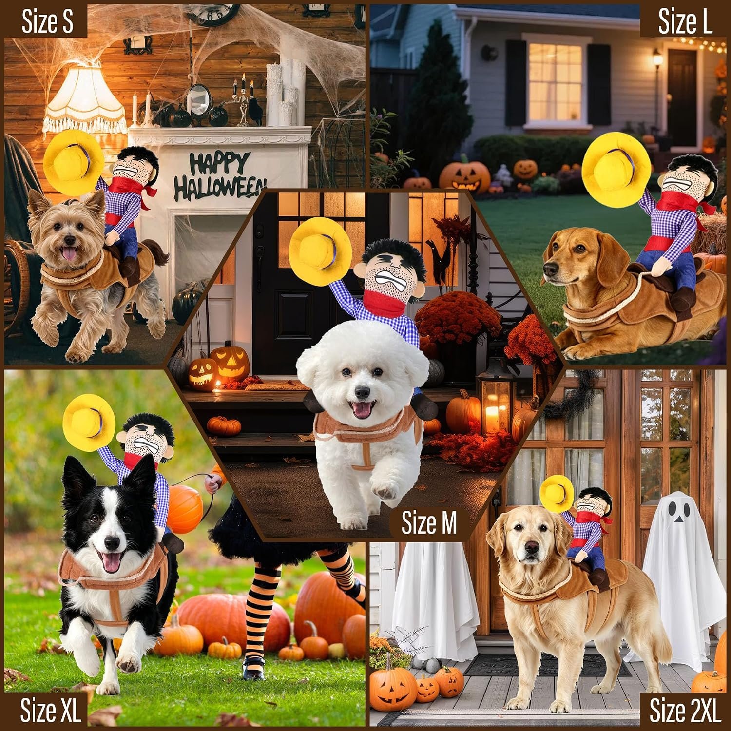 Dog Halloween Costumes, Funny Dog Cowboy Rider Costume, Adjustable Pet Halloween Cosplay Costume for Small Medium Large X-Large Dogs (XX-Large) - Image 4