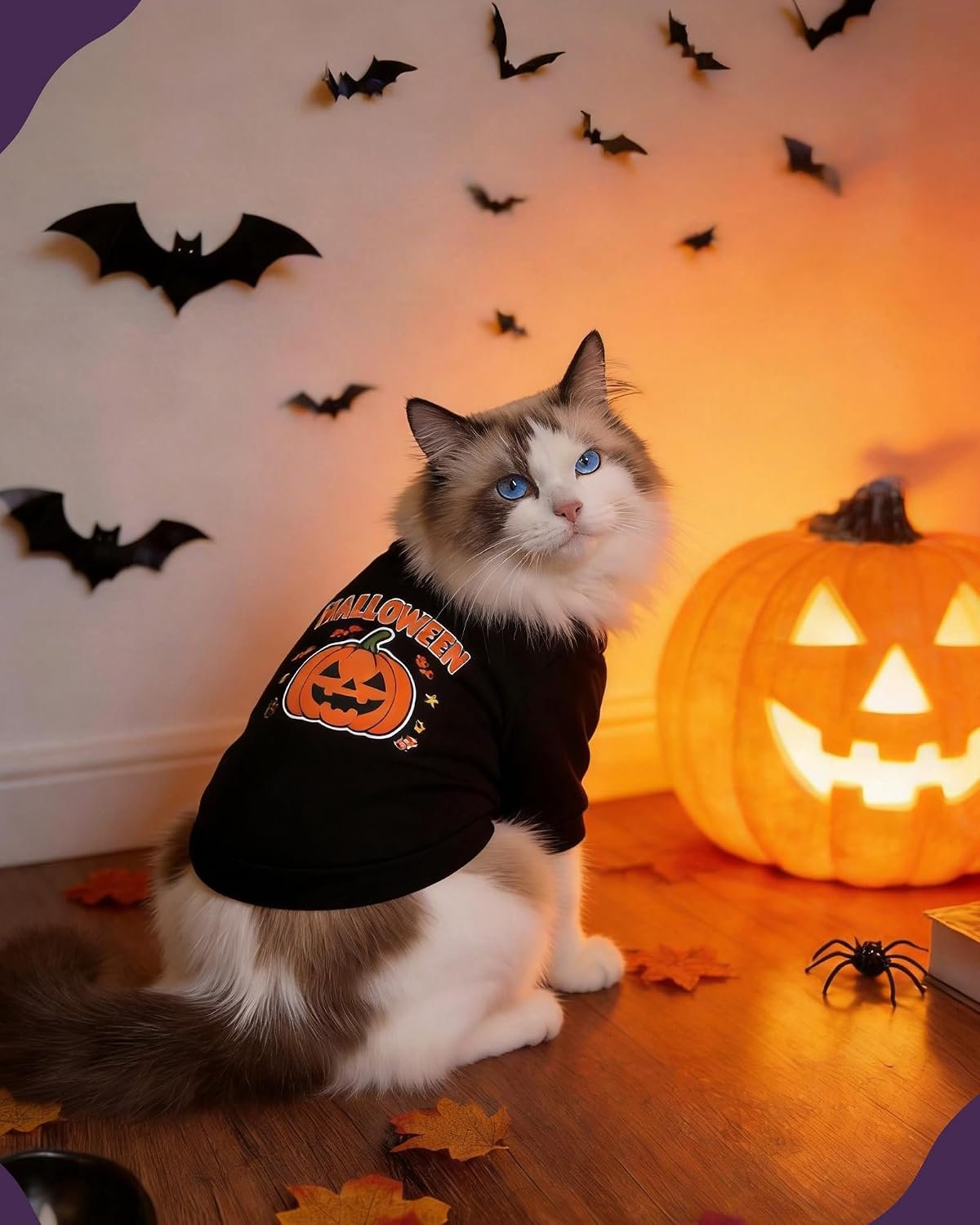 Pet Halloween T-Shirt Dog Costumes, Breathable Clothes Stretchable Shirt for Puupy or Kitten.(Orange X-Large) - Image 3