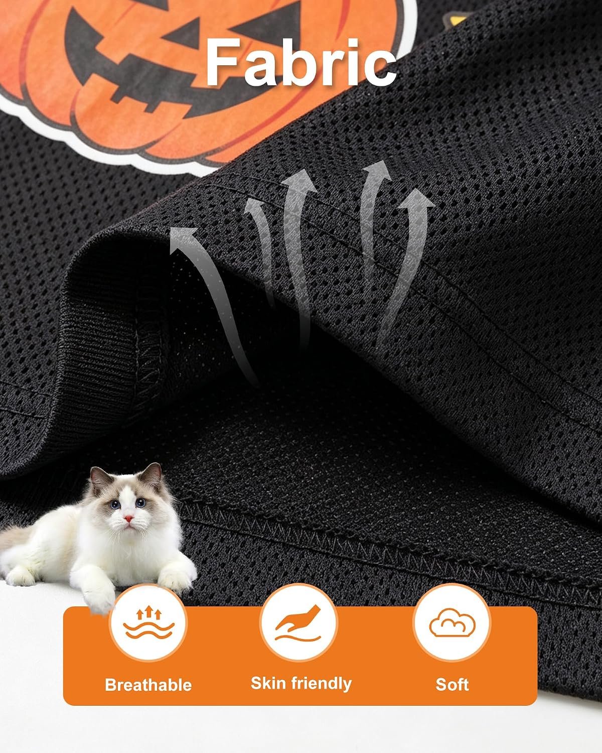 Pet Halloween T-Shirt Dog Costumes, Breathable Clothes Stretchable Shirt for Puupy or Kitten.(Orange X-Large) - Image 7