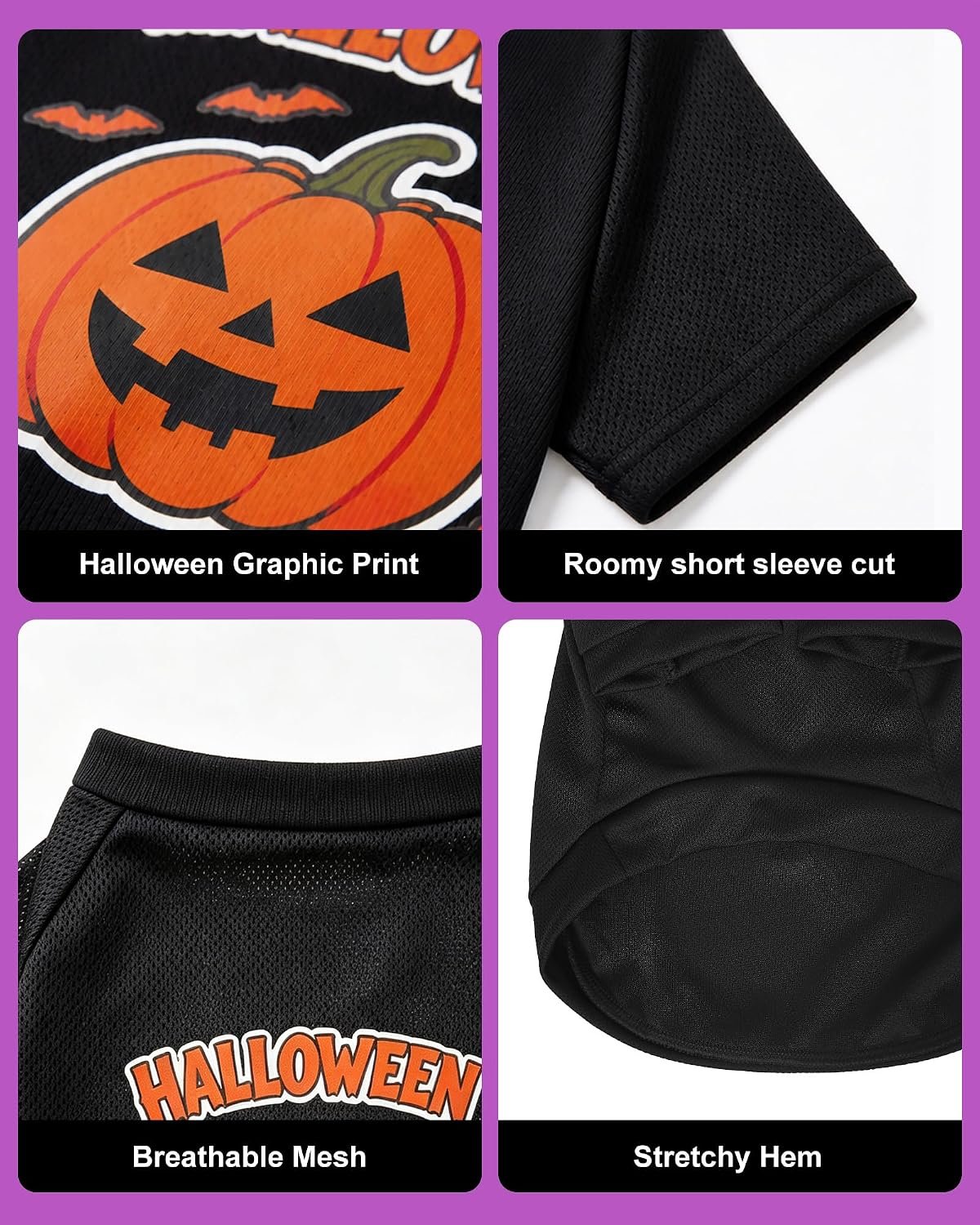 Pet Halloween T-Shirt Dog Costumes, Breathable Clothes Stretchable Shirt for Puupy or Kitten.(Orange X-Large) - Image 4