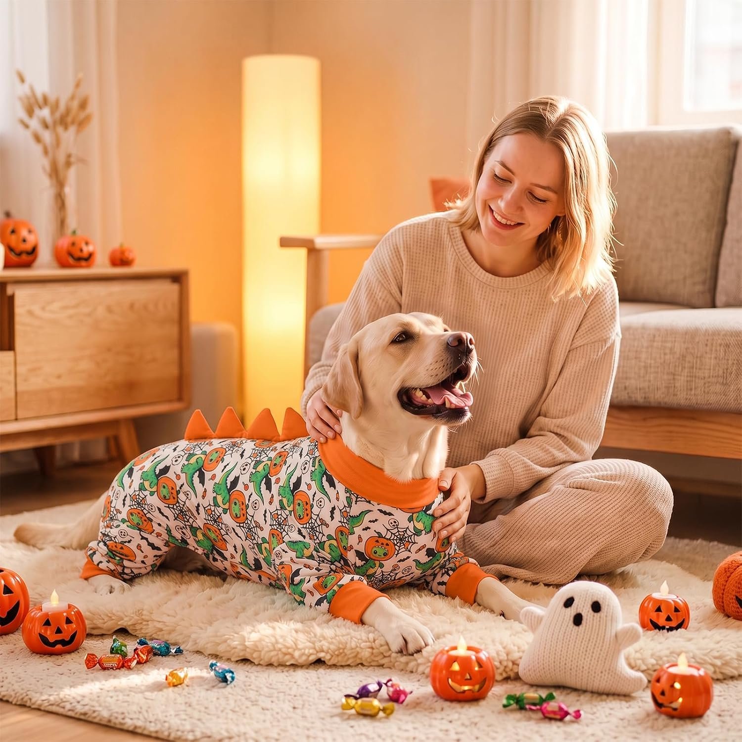 Halloween Dinosaur Dog Pajamas Large Size, Big Dog Onesie Clothes, Anti Shedding and Licking, Post Surgery Recovery Pet Pjs, Cotton Soft Material Stretchable Pet Pajamas U-COSP10XXL - Image 5
