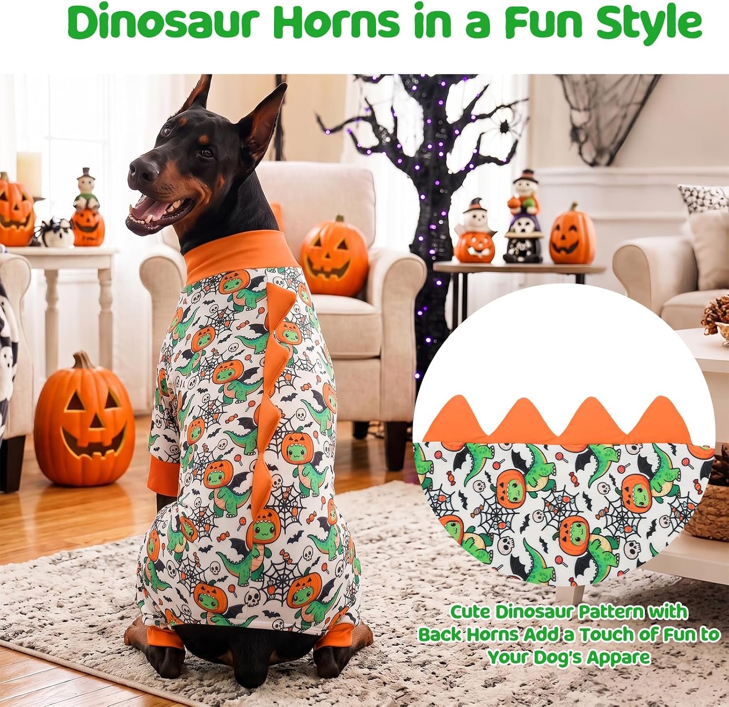 Halloween Dinosaur Dog Pajamas Large Size, Big Dog Onesie Clothes, Anti Shedding and Licking, Post Surgery Recovery Pet Pjs, Cotton Soft Material Stretchable Pet Pajamas U-COSP10XXL - Image 3