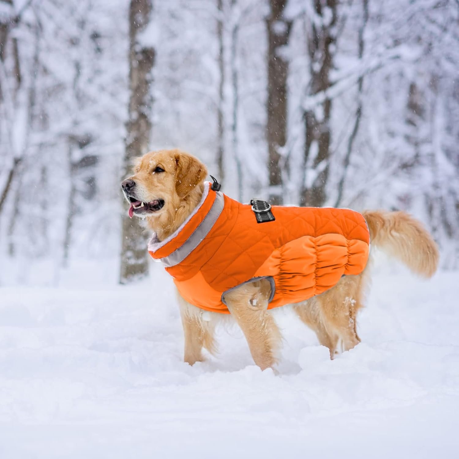 Lelepet Warm Dog Winter Coat Cold Weather Jacket Windproof Reflective Turtleneck Vest with Plush Neckline D-Ring for Leash Thick Fleece Lining Jacket Pet Apparel for Small Medium Large Dogs,xx-large - Image 6