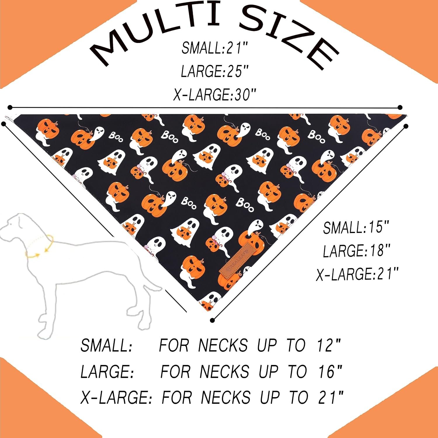 Realeaf Halloween Dog Bandanas 2 Pack, Reversible Orange Pumpkin Pet Scarf for Boy and Girl, Premium Durable Fabric, Holiday Bandana for Small Medium Large and Extra Large Dogs (Large) - Image 2