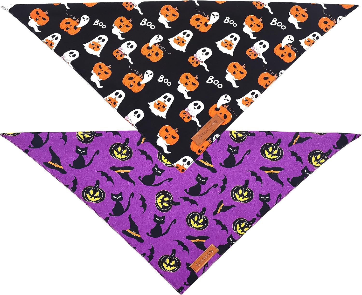 Realeaf Halloween Dog Bandanas 2 Pack, Reversible Orange Pumpkin Pet Scarf for Boy and Girl, Premium Durable Fabric, Holiday Bandana for Small Medium Large and Extra Large Dogs (Large) - Image 3