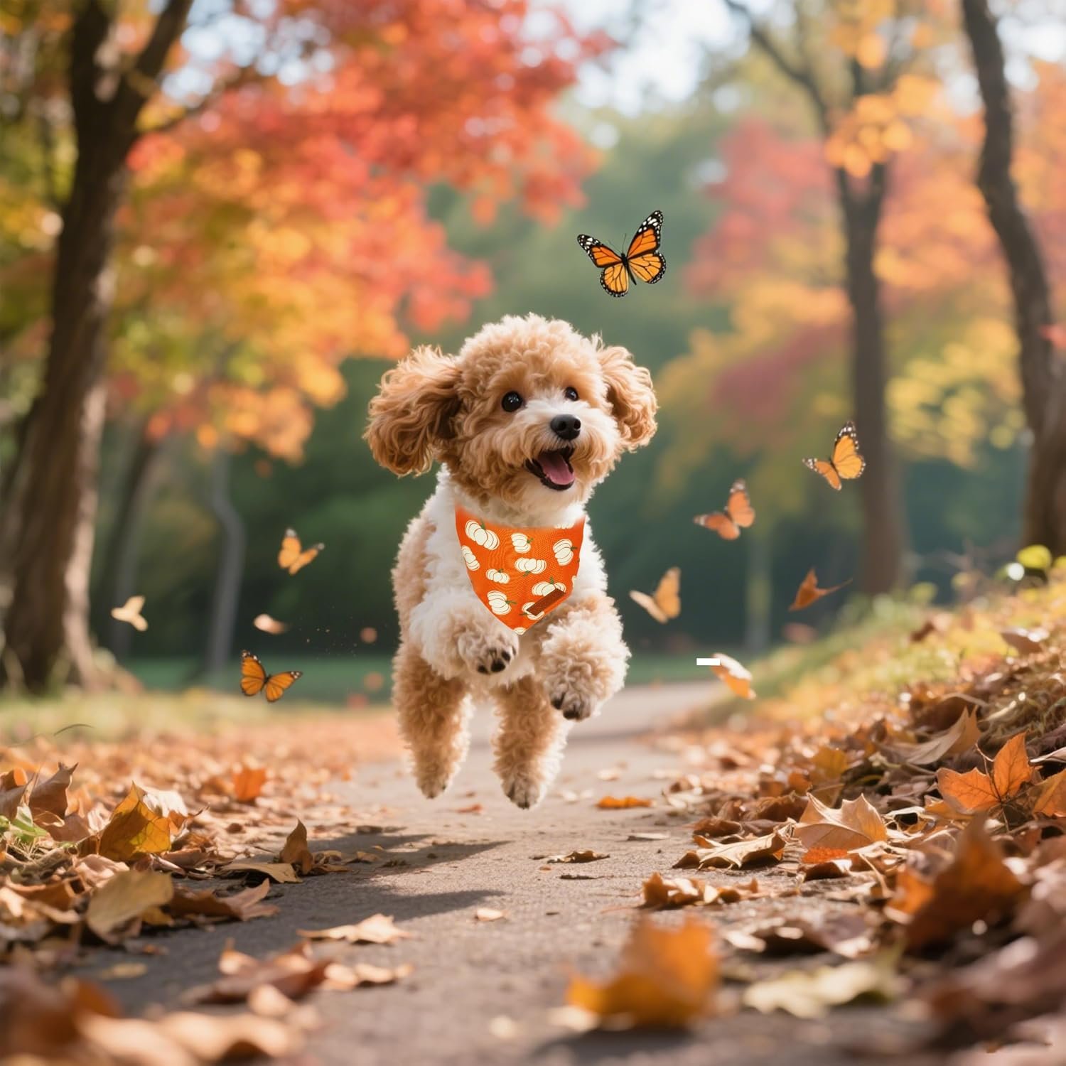Realeaf Thanksgiving Fall Dog Bandanas 2 Pack, Orange Plaid Pumpkin Pet Scarf for Boy and Girl, Premium Durable Fabric, Holiday Halloween Bandana for Small and Medium Dogs (Fall, Small) - Image 8
