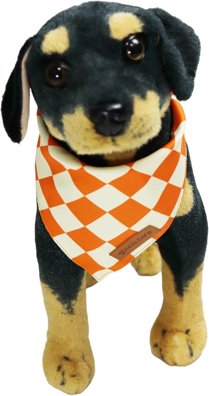 Realeaf Thanksgiving Fall Dog Bandanas 2 Pack, Orange Plaid Pumpkin Pet Scarf for Boy and Girl, Premium Durable Fabric, Holiday Halloween Bandana for Large and Extra Large Dogs(Fall, X-Large) - Image 9