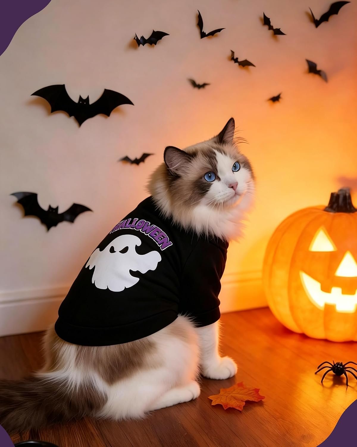 Pet Halloween T-Shirt Dog Costumes, Breathable Clothes Stretchable Shirt for Puupy or Kitten.(Purple XX-Large) - Image 3