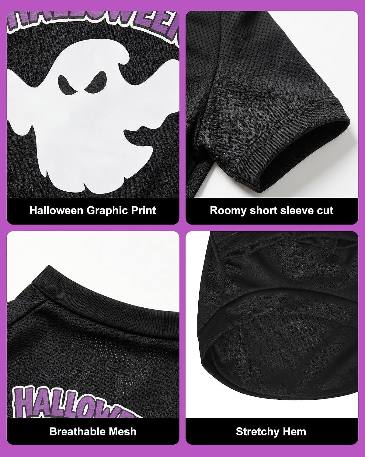 Pet Halloween T-Shirt Dog Costumes, Breathable Clothes Stretchable Shirt for Puupy or Kitten.(Purple XX-Large) - Image 4