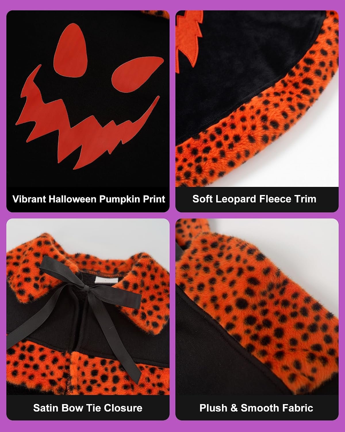 Dog Halloween Costumes, Small Dog Velvet Cloak, with Cute Halloween Pattern Funny Cape for Small Puppy and Kitten Cosplay Party.(Orange Large) - Image 3