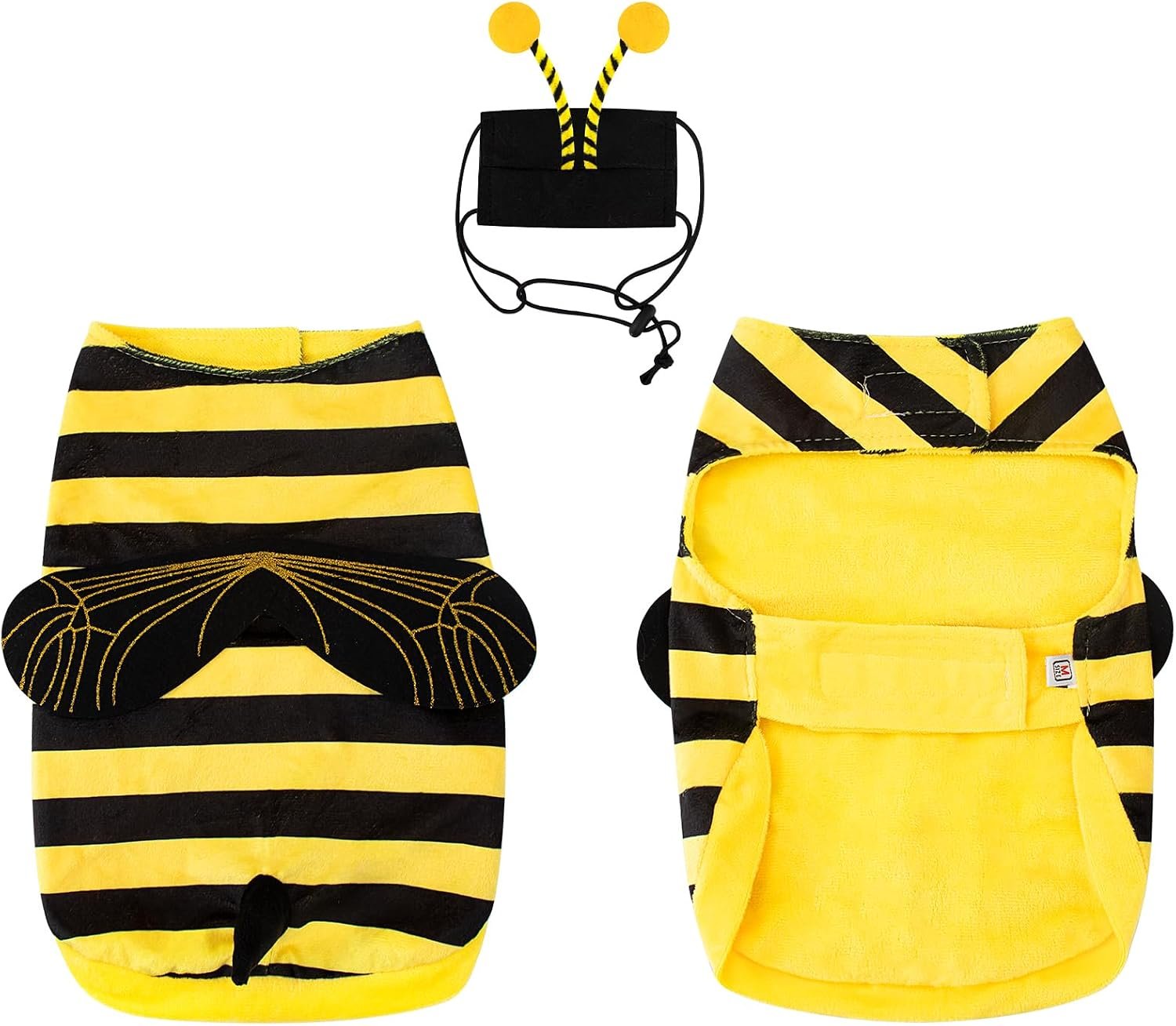 Bee Dog Costume Halloween Dog Costumes for Small Medium Dogs Cats, Bumblebee Pet Outfit with Antenna Hat Funny Pet Costumes Cosplay Clothes Christmas Birthday Party - Image 5