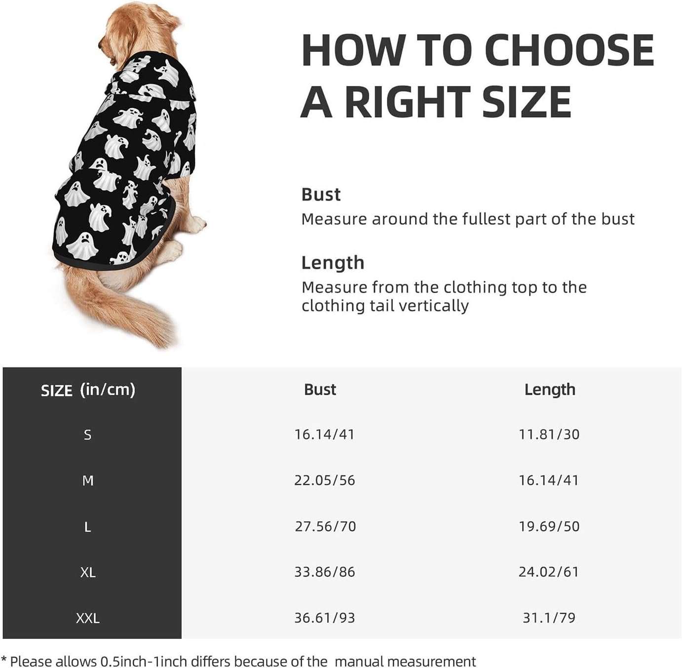 Halloween Dog Costume Halloween Ghost Cosplay Clothes Sweaters Outfits Pullover Pets' Sweatshirt Hoodies with Pocket for Medium Large Dogs-XXL - Image 3