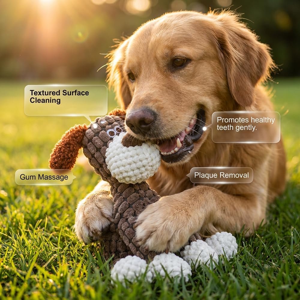 Indestructible Dog Toys for Aggressive Chewers, Squeaky Plush Chew Toy, (Blue) - Image 3