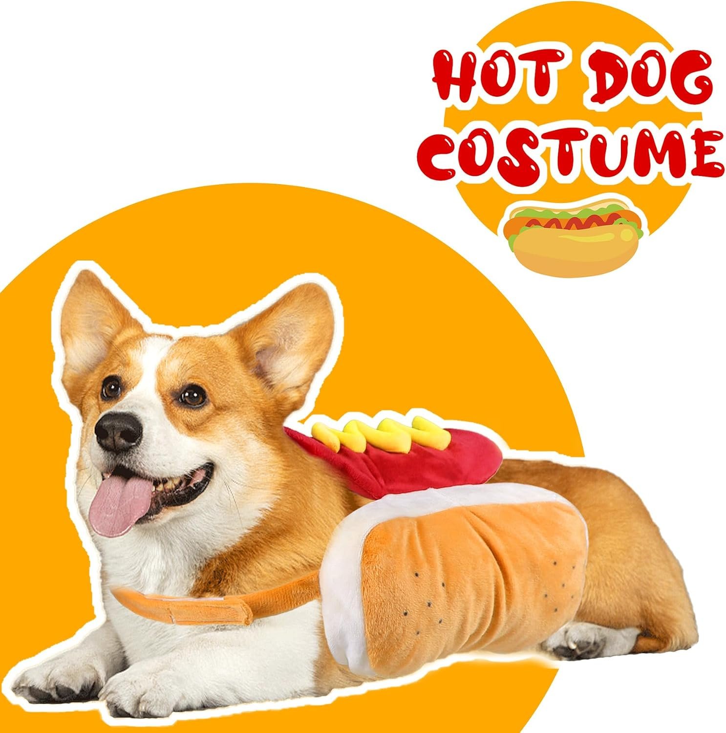 GOYOSWA Dog Hot Dog Costume, Dog Halloween Costumes Funny Pet Hot Dog Costume for XS Small Medium Dogs Cats Pets (Medium) - Image 2