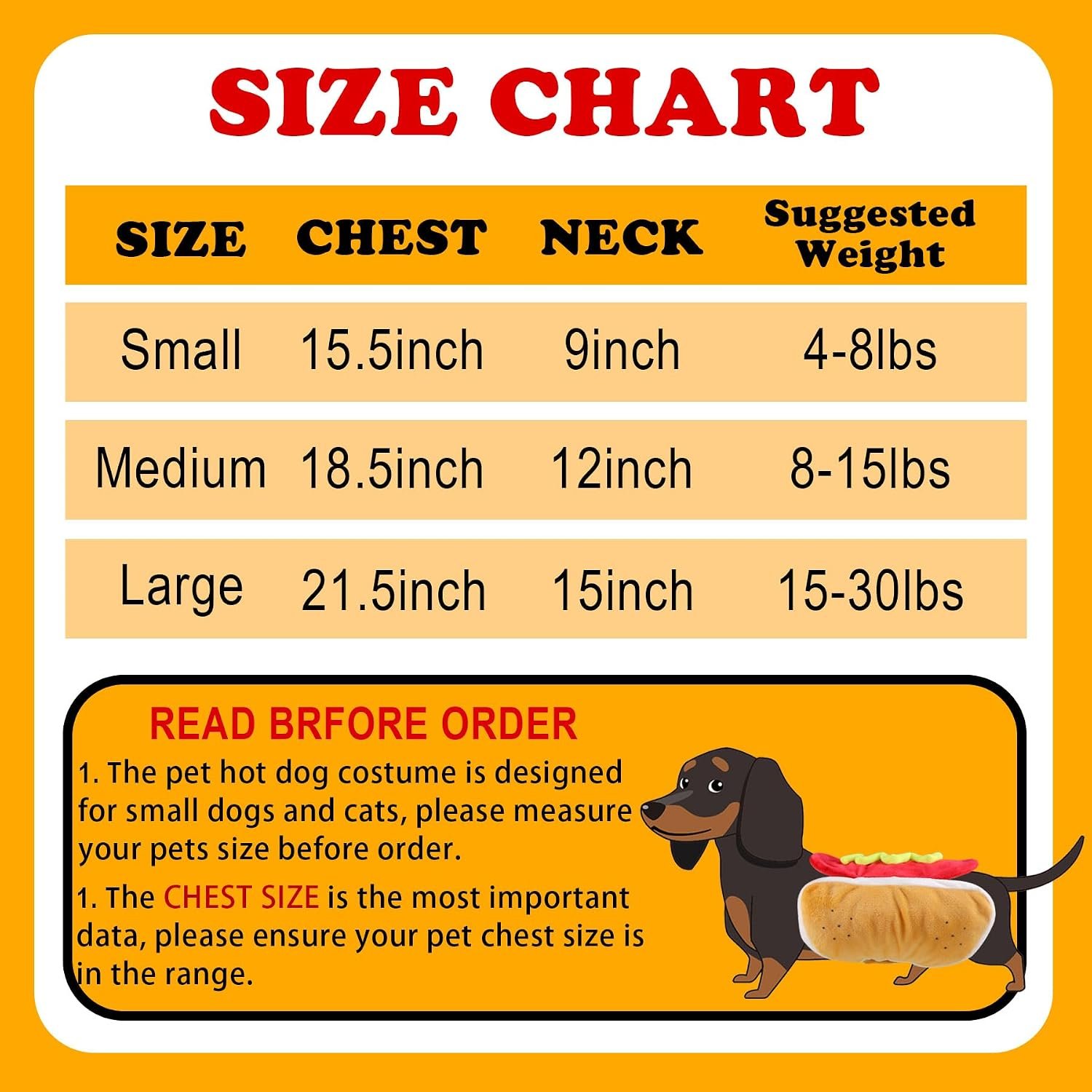 GOYOSWA Dog Hot Dog Costume, Dog Halloween Costumes Funny Pet Hot Dog Costume for XS Small Medium Dogs Cats Pets (Medium) - Image 3