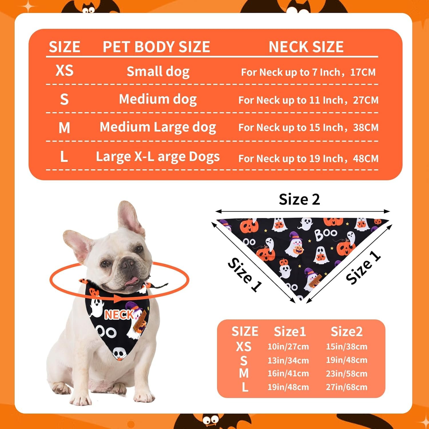 2 Pieces Halloween Dog Bandanas, Double-Sided Reversible Triangle Scarf, Cute Ghost and Pumpkin Design, Spooky Cat and Spider Pattern, Halloween Pet Costume Accessories for Dogs and Cats (Small) - Image 2