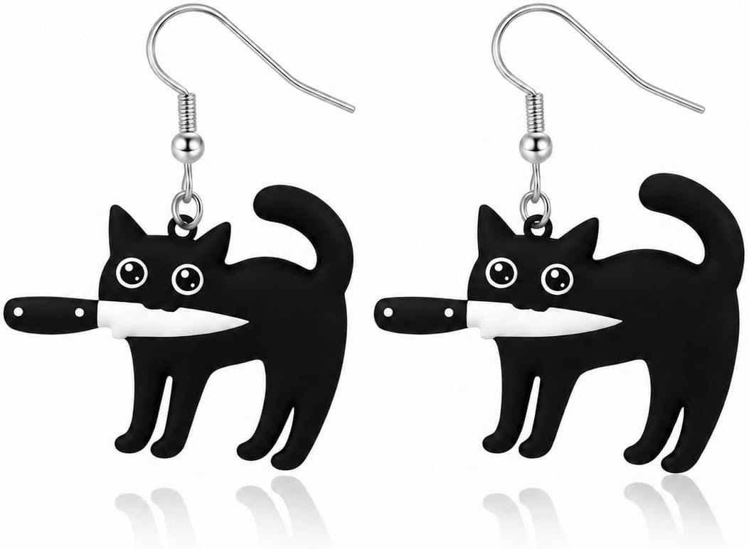 Halloween Black Cat Earrings for Wo...