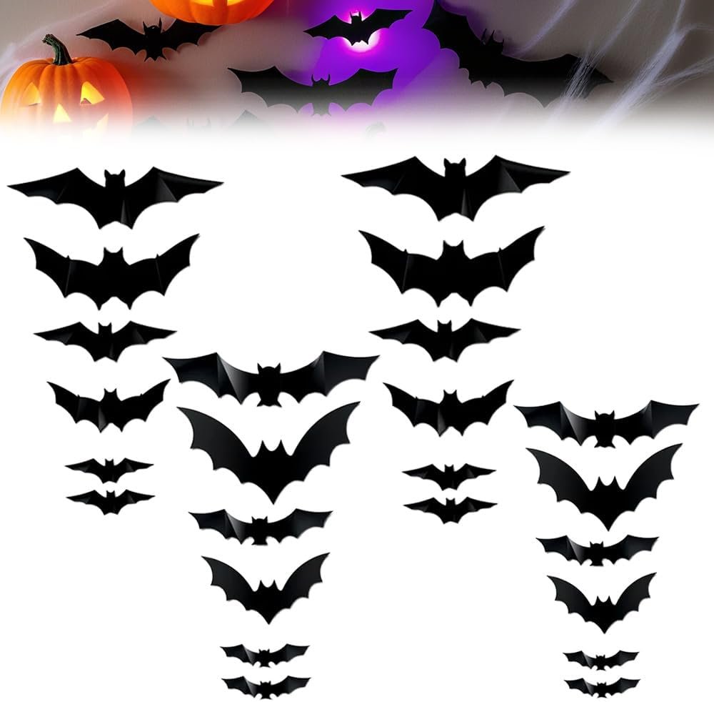 Halloween 3D Lighted Bats, LED Purp...