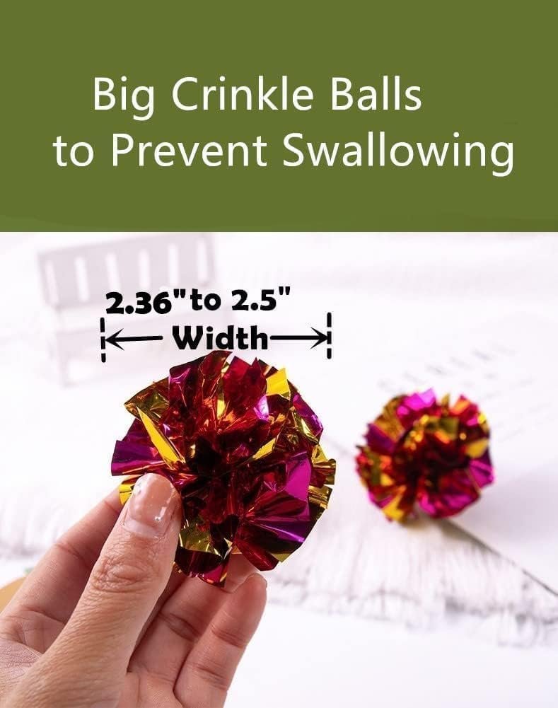 Mylar Crinkle Balls Cat Toys Interactive Crinkle Cat Toy Balls Independent Pet Kitten Cat Toys for Fat Cats Kittens Exercise, Soft and 2.36 to 2.5-Inch (24 Pack) - Image 2