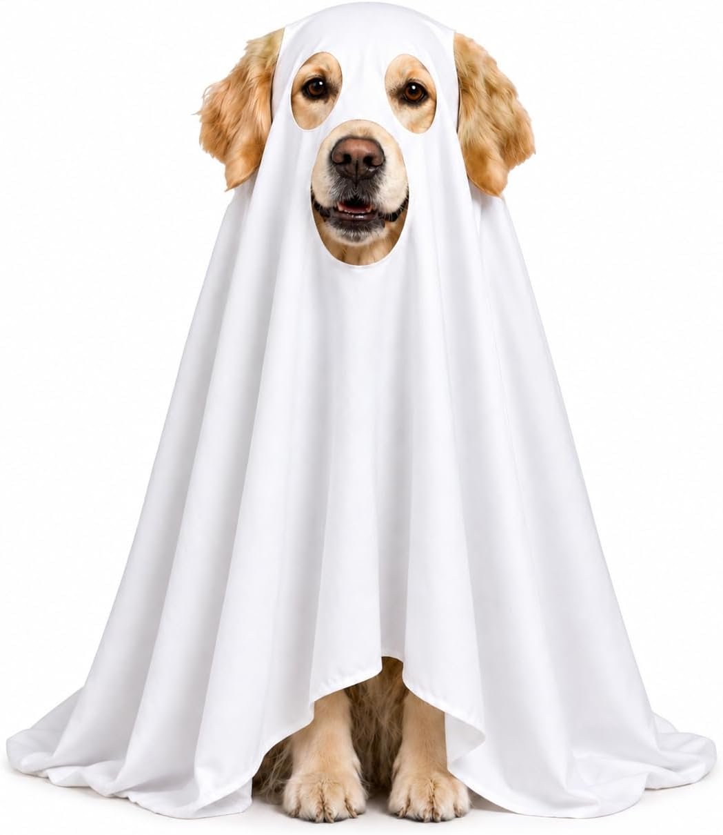 Halloween Ghost Dog Costume Glow Ey...
