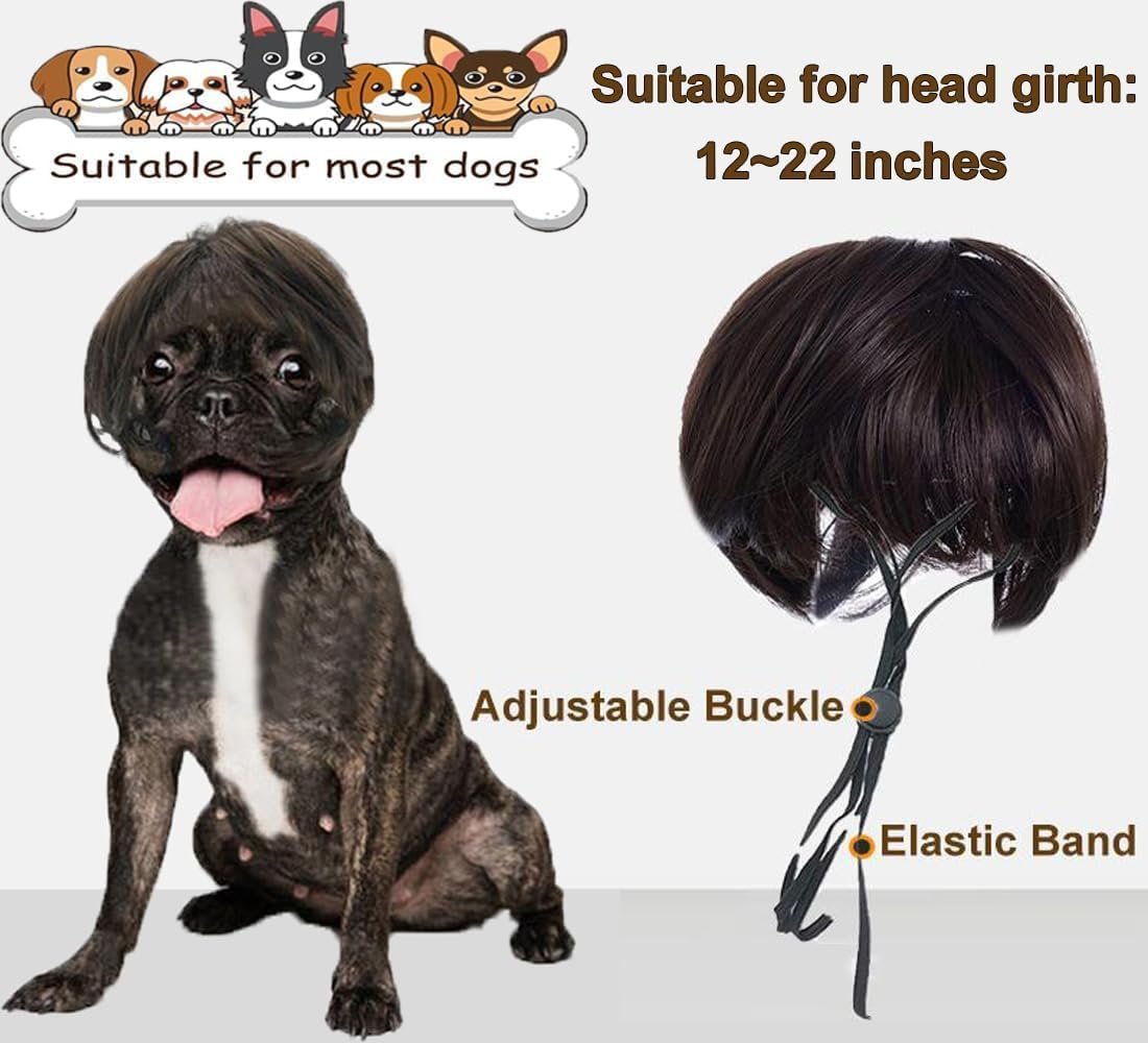 Dog Wig Costume with Adjustable Elastic Band for Small, Medium, Large Pets - Image 3