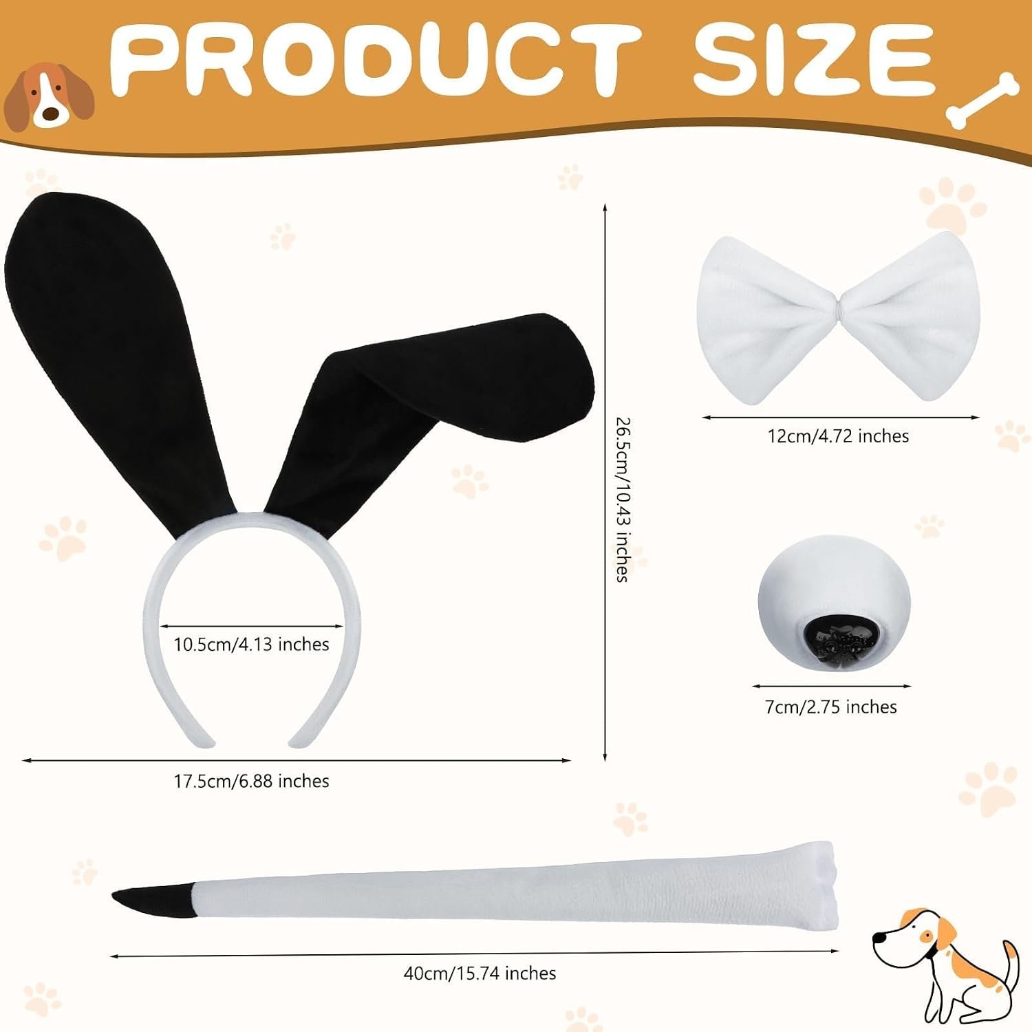Zoo Animals Costume Accessories Set Animal Ears Headband for Adult with Tail Bow Tie for Halloween Dress Up Party - Image 2