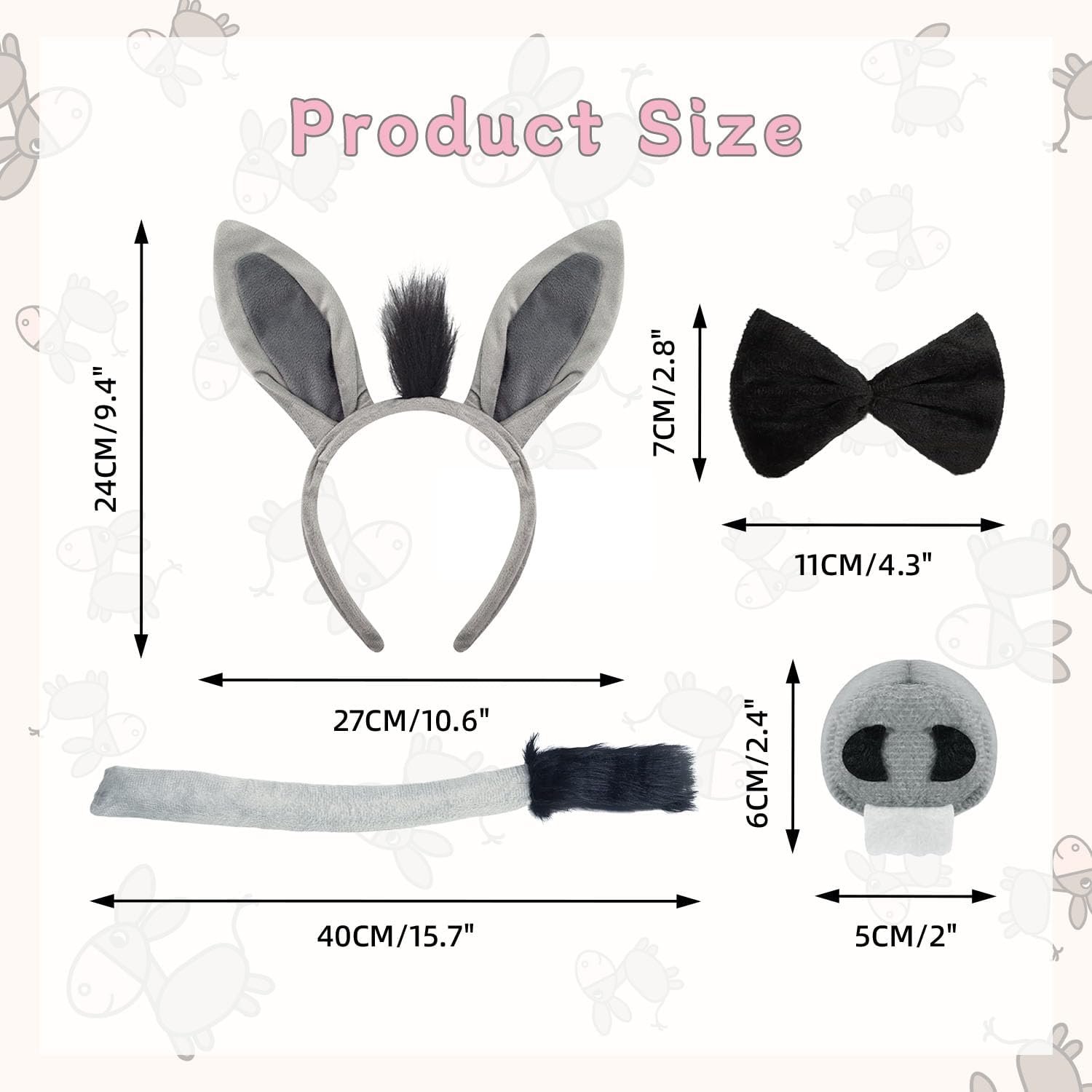 Rat Costume Set, Mouse Ears Headband, Tail, Animal Cosplay for Halloween, Role Play, Dress Up, Party Accessories - Image 6