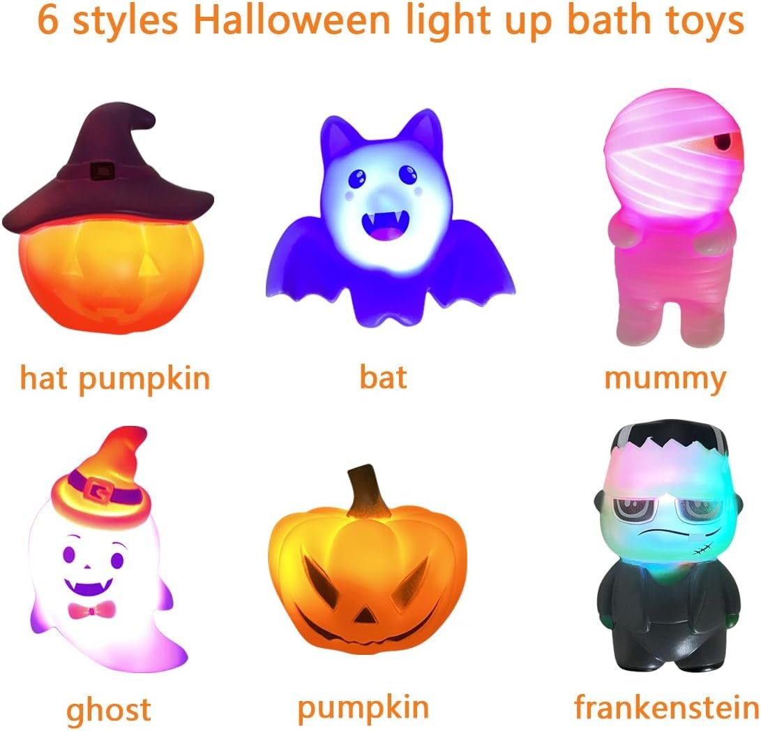 Jofan 6 Pack Halloween Light Up Bath Toys Halloween Toys for Kids Boys Girls Halloween Party Favors Halloween Treat Bags Gifts - Image 2