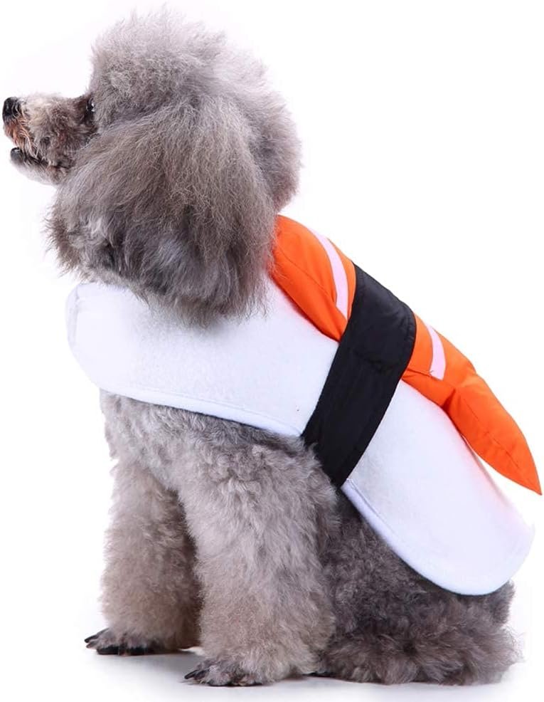 Halloween Fancy Fleece Dogs Cats Warm Costumes Coat Shrimp Sushi for Teddy, Pug, Chihuahua, Shih Tzu, Yorkshire Terriers, Papillon V-Sushi L - Image 6