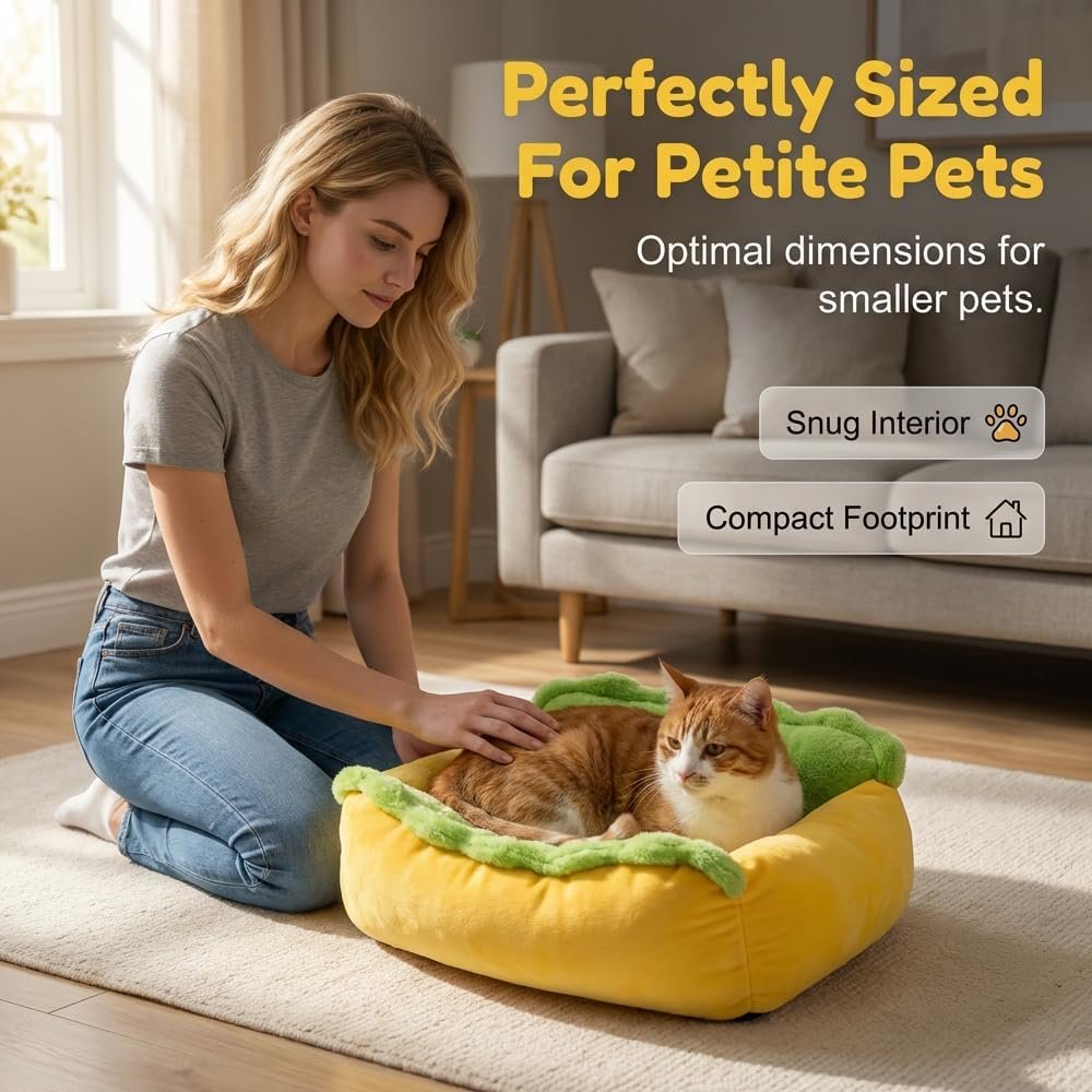 Pet Sleeping Bed, 2026 New Plush Hot Dog Pet Bed (Yellow, 21.65x17.71') - Image 5