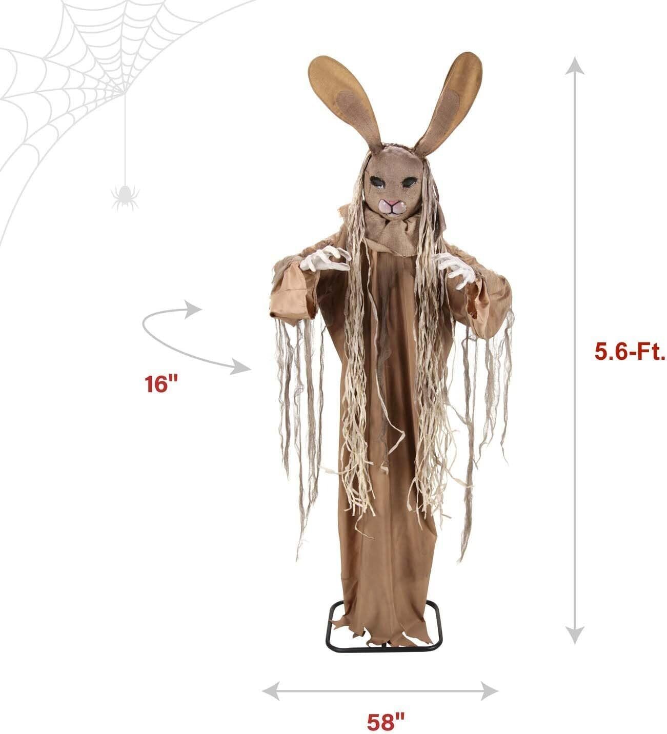 Haunted Hill Farm 5.6-Ft. Brown Rabbit Halloween Animatronic - Image 7