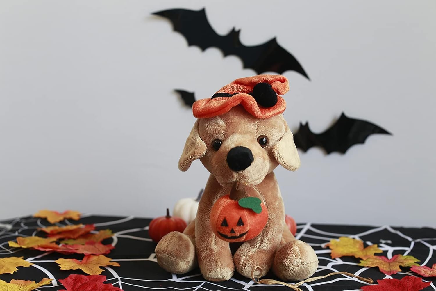 Plushland Halloween Pawpals 8 inches Puppy Dog Plush Stuffed Toy Comes with Hat and Halloween Jack O Lantern - Pumpkin for Kids on This Holiday (Labrador) - Image 4