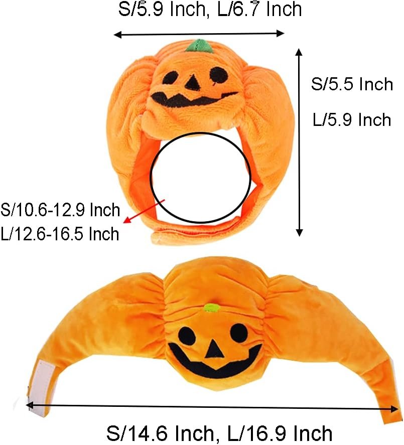 ANIAC Dog Halloween Hat Kitten Pumpkin Cap Puppy Party Cosplay Dress Cat Pumpkin Costume Funny Pet Headgear Festival Head Accessory for Cat and Small Dogs (Small) - Image 4