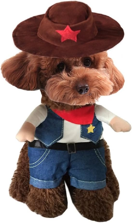 NACOCO Cowboy Dog Costume with Hat - Blue Cat & Small Dog Halloween Costume (Small) - Image 7