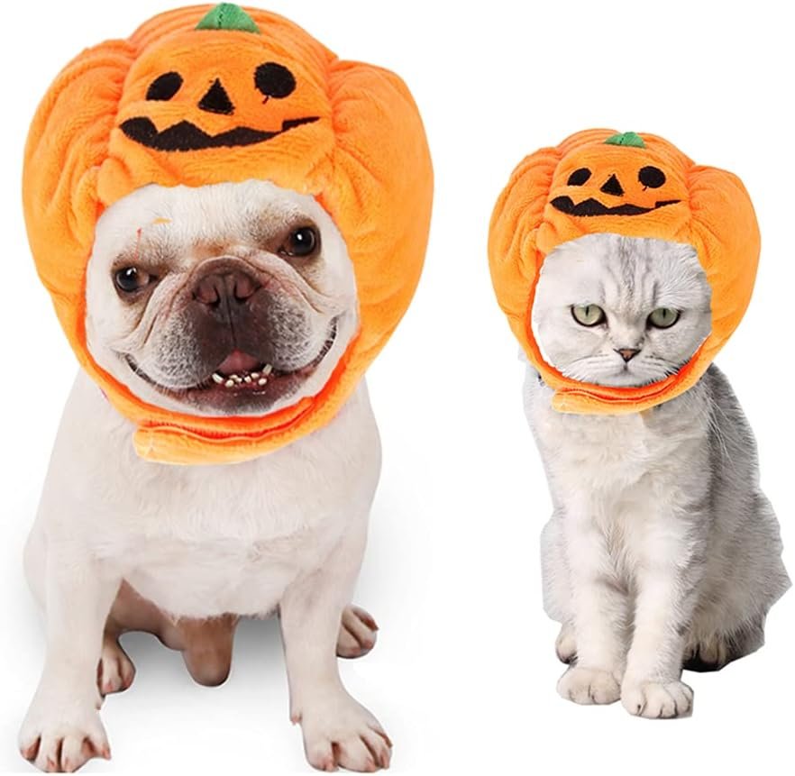 ANIAC Dog Halloween Hat Kitten Pumpkin Cap Puppy Party Cosplay Dress Cat Pumpkin Costume Funny Pet Headgear Festival Head Accessory for Cat and Small Dogs (Small) - Image 5