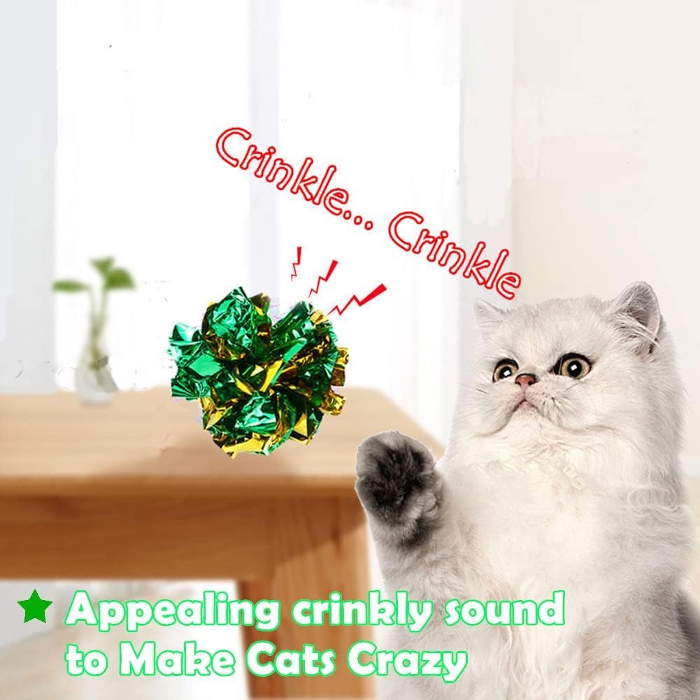 Mylar Crinkle Balls Cat Toys Interactive Crinkle Cat Toy Balls Independent Pet Kitten Cat Toys for Fat Cats Kittens Exercise, Soft and 2.36 to 2.5-Inch (24 Pack) - Image 3
