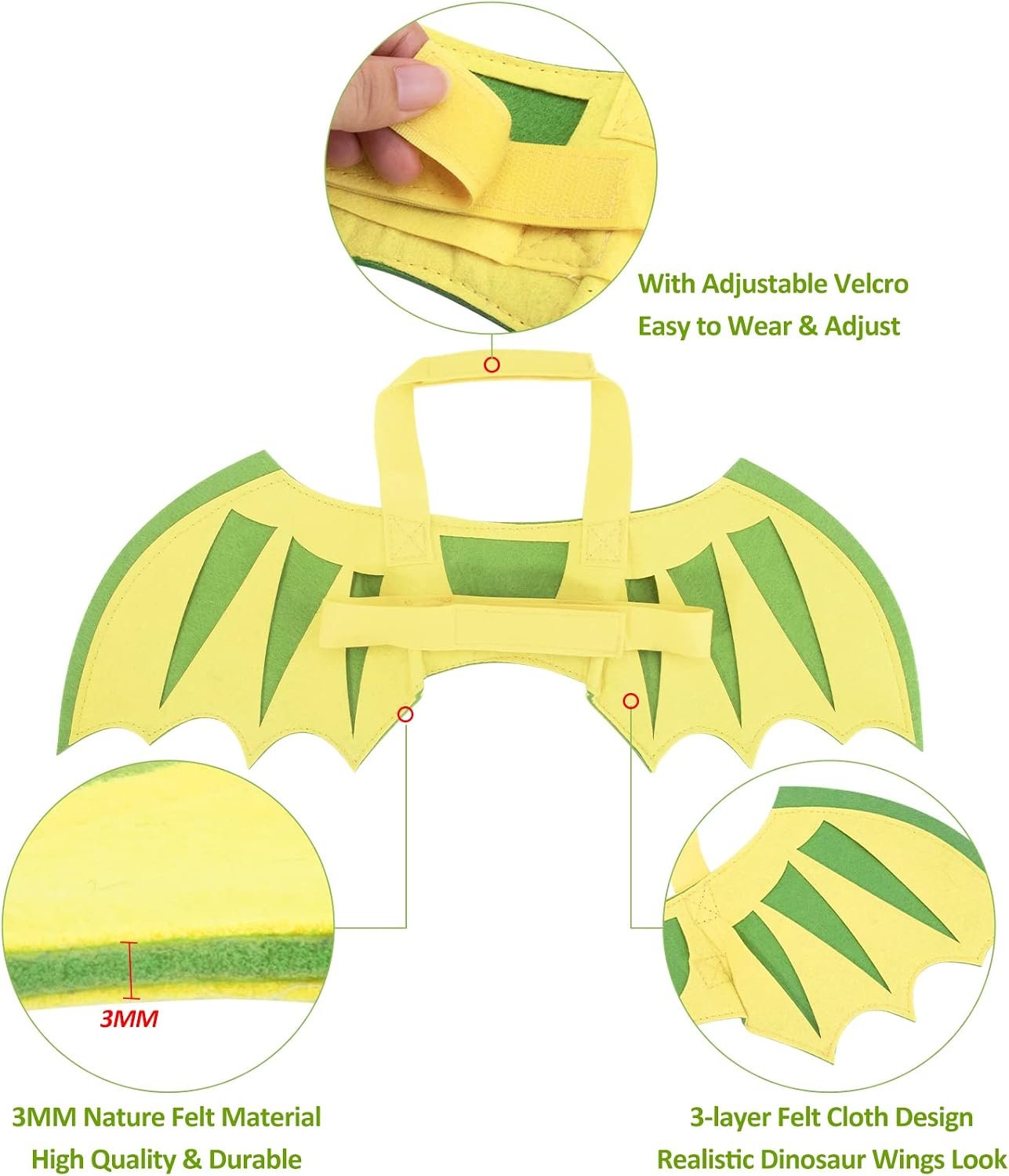 Dog Halloween Costumes Dragon Wings, Dog Costume Pet Dinosaur Wings for Small Medium Large Dogs Puppy, Cat Costume Clothes Outfit Christmas Birthday Party Photo Props - Image 3