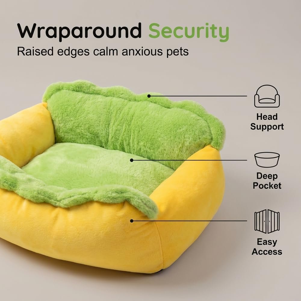 Pet Sleeping Bed, 2026 New Plush Hot Dog Pet Bed (Yellow, 21.65x17.71') - Image 2