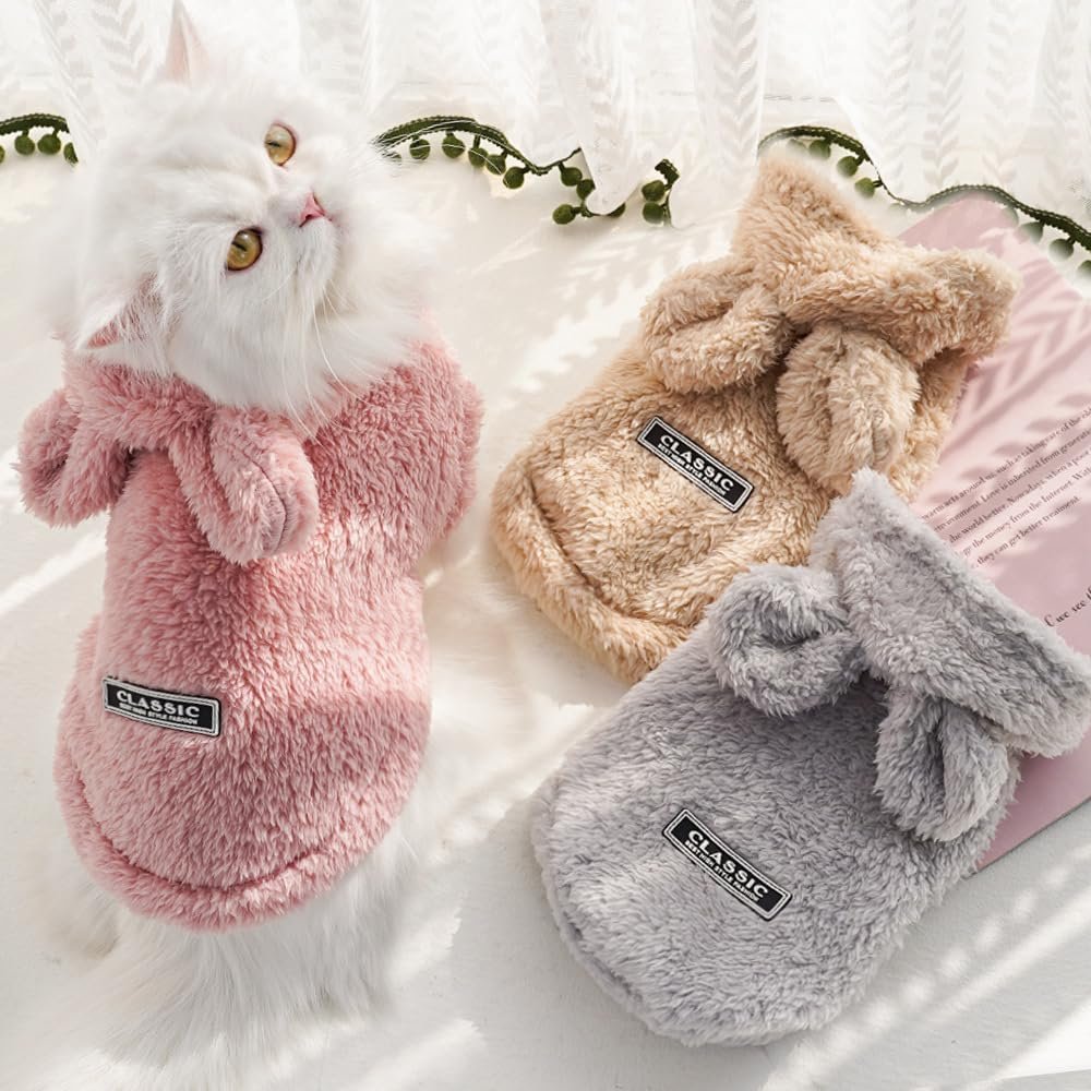 Selena Cat Bunny Ears Costume Cute Dog Kitten Hoodies Sweater Rabbit Ears Puppy Pet Apparel (Small,Pink) - Image 6
