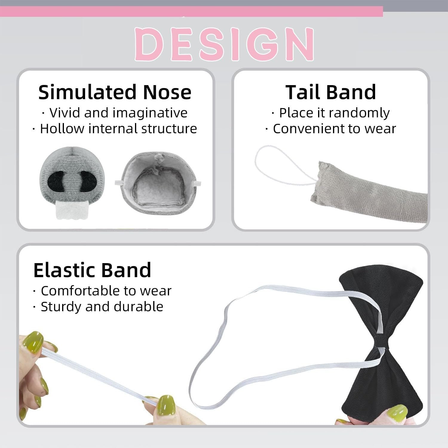 Rat Costume Set, Mouse Ears Headband, Tail, Animal Cosplay for Halloween, Role Play, Dress Up, Party Accessories - Image 4