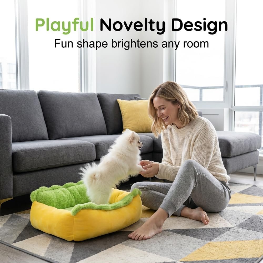 Pet Sleeping Bed, 2026 New Plush Hot Dog Pet Bed (Yellow, 21.65x17.71') - Image 6