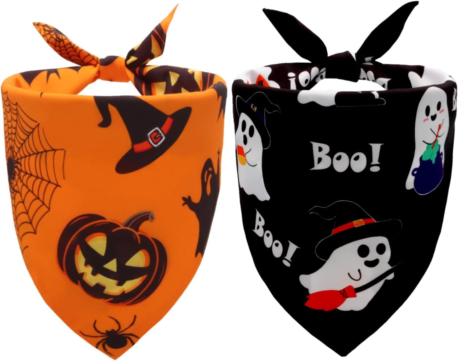 Halloween Dog Bandanas 2PCS Pumpkin...
