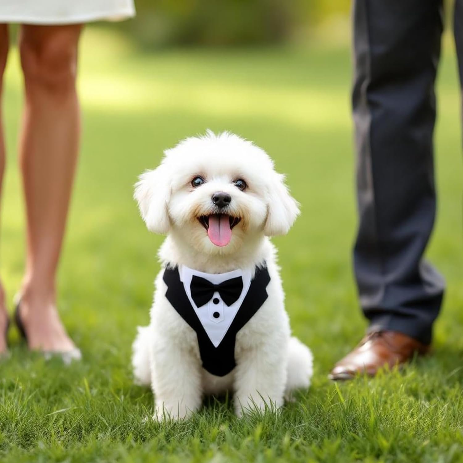 Dog Tuxedo for Wedding, Pet Tuxedo Suit with Bow Tie, Pet Costumes for Small Dogs, Formal Party Attire for Halloween Christmas, Medium, Black White - Image 4